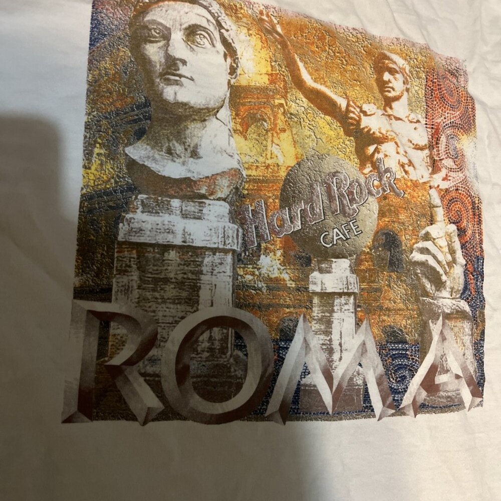Hard Rock Cafe Shirt Mens L White Heavy Tee Rome Roma Vintage 90s Music Food - Picture 2 of 9